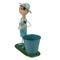 13.5" Boy With Blue Overalls & Flowers Spring Outdoor Planter
